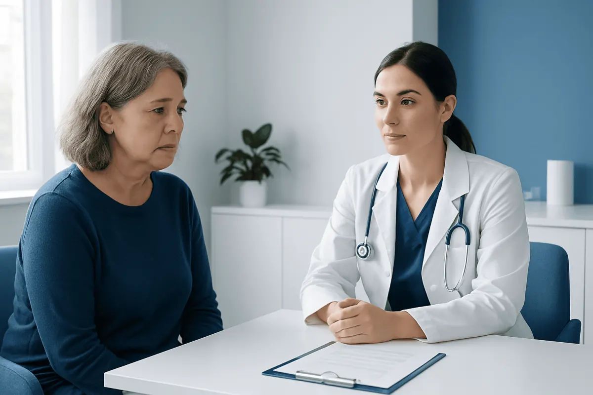 Doctor consulting with a patient in a medical office setting.
