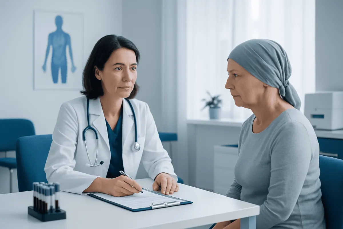 Doctor consulting with a patient in a medical office setting.