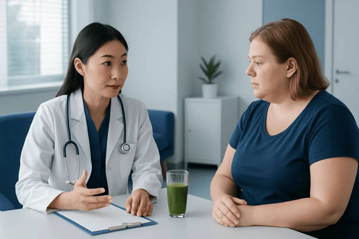 Doctor consulting with a patient in a medical office setting.