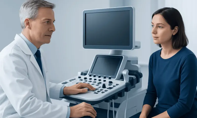 Doctor and patient during ultrasound examination at Acibadem Hospital.