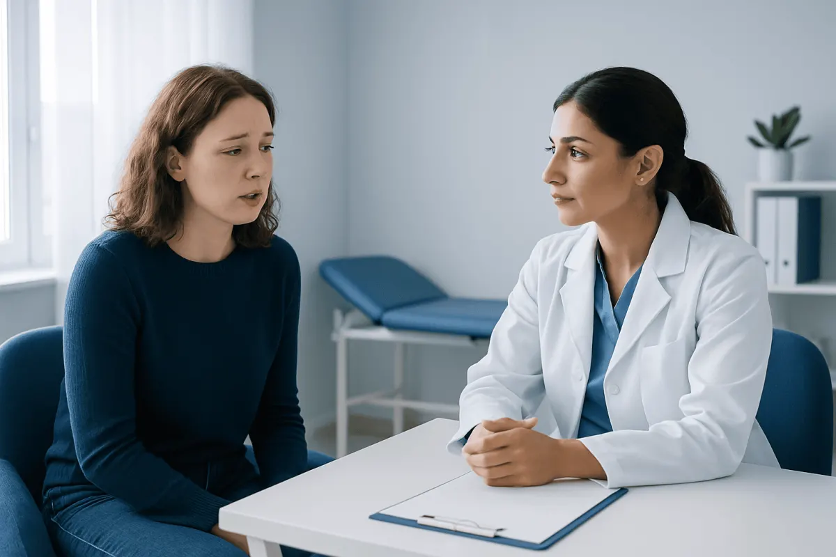 Doctor consulting with a patient in a medical office.