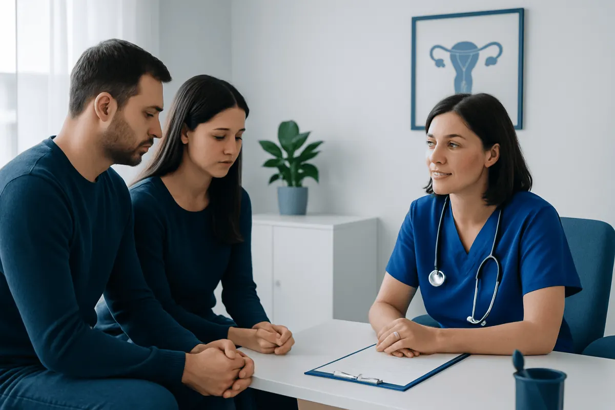 Fertility consultation at Acibadem Hospital with doctor and patients.