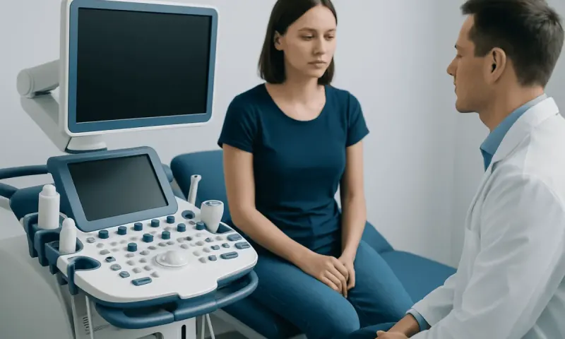 Doctor discussing health with young woman during medical consultation.