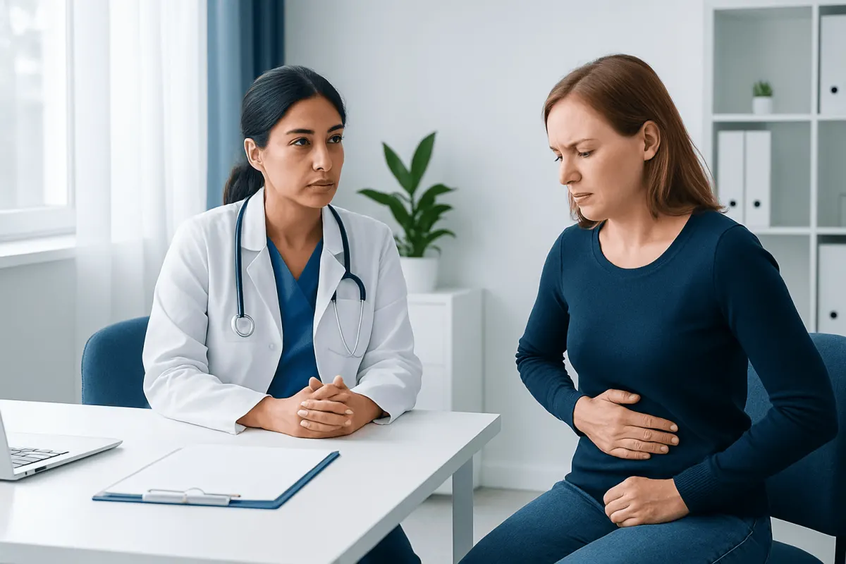 Doctor consulting with a patient in a medical office setting.