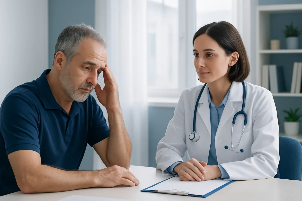 Possible symptoms and signs — menopausal in male