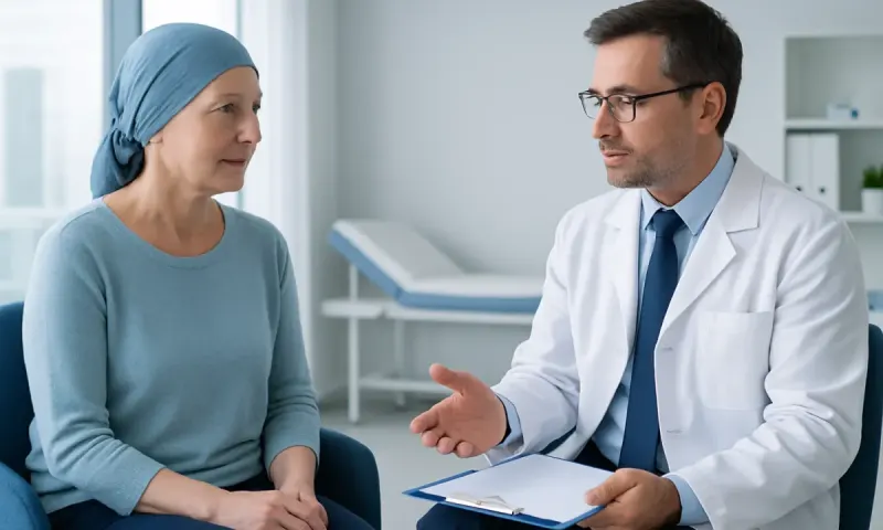 Doctor consulting with a female patient in a medical office setting.