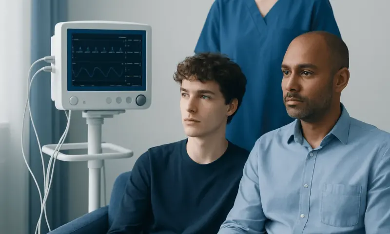 Patient undergoing cardiac monitoring in a hospital setting.