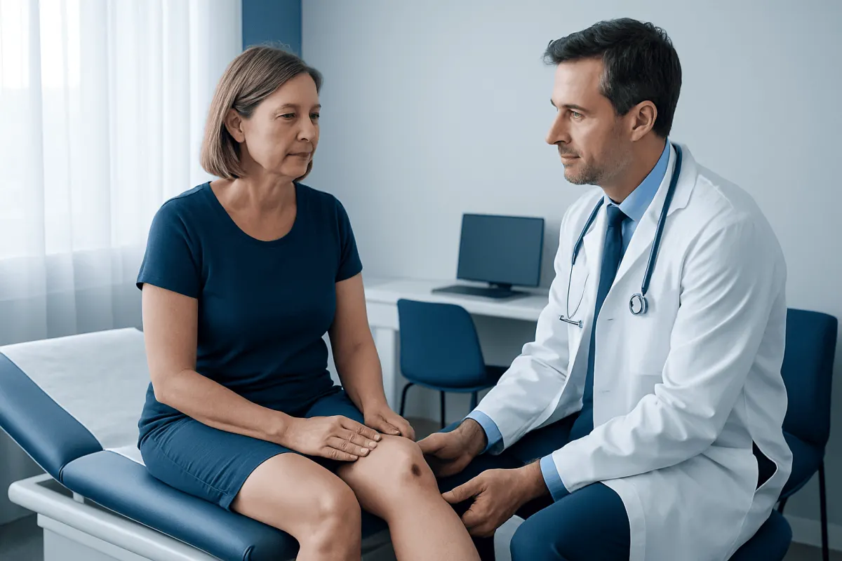 Doctor consulting with a female patient in a medical office.