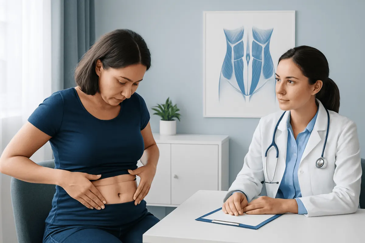 Symptoms and assessment — separated abdominal muscles
