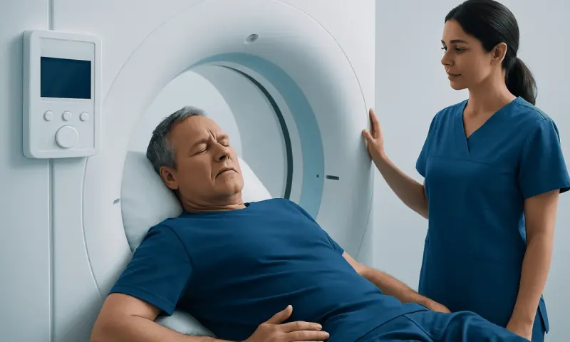 Patient undergoing MRI scan at Acibadem Hospital for diagnosis.