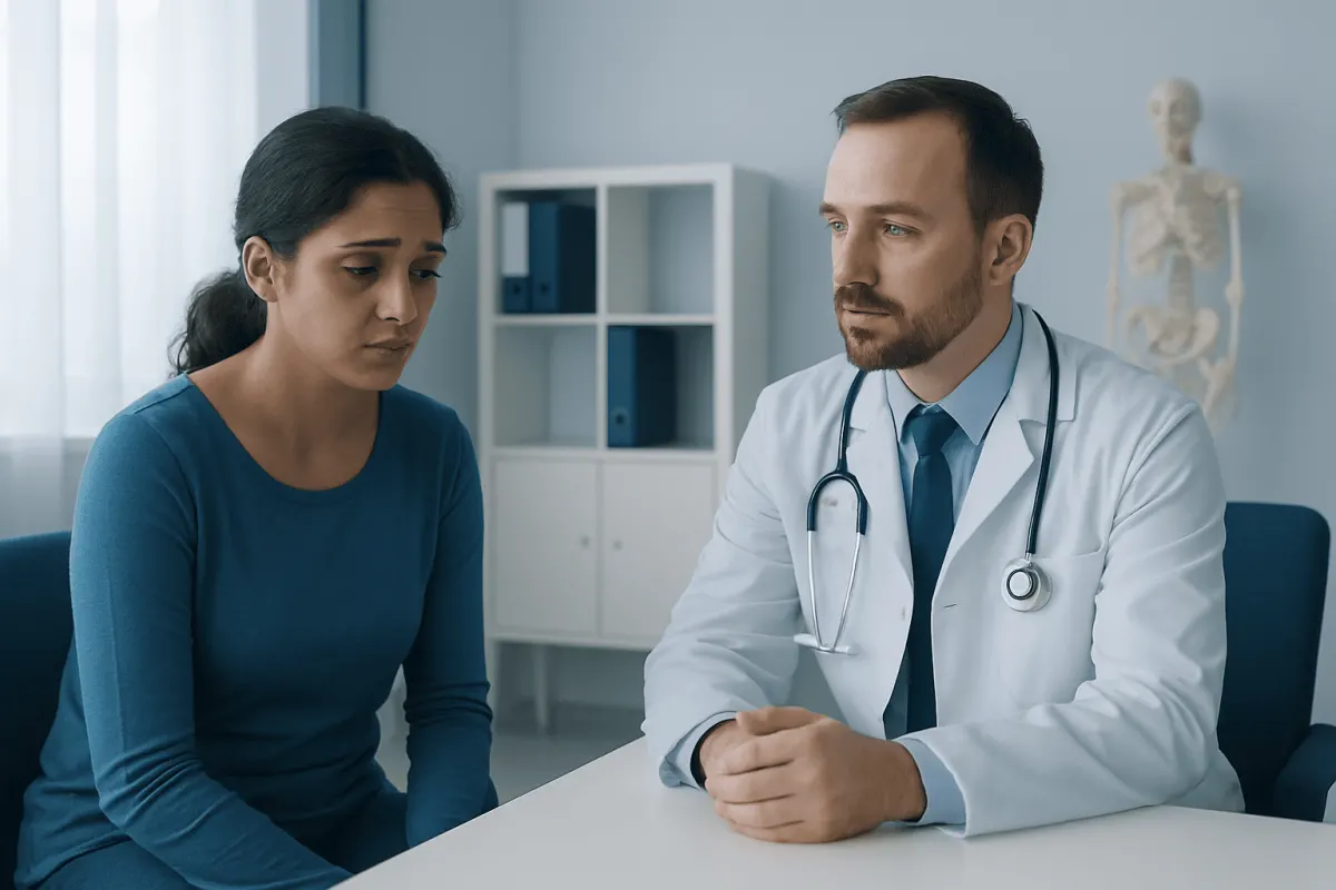 Doctor consulting a patient in a medical office setting.
