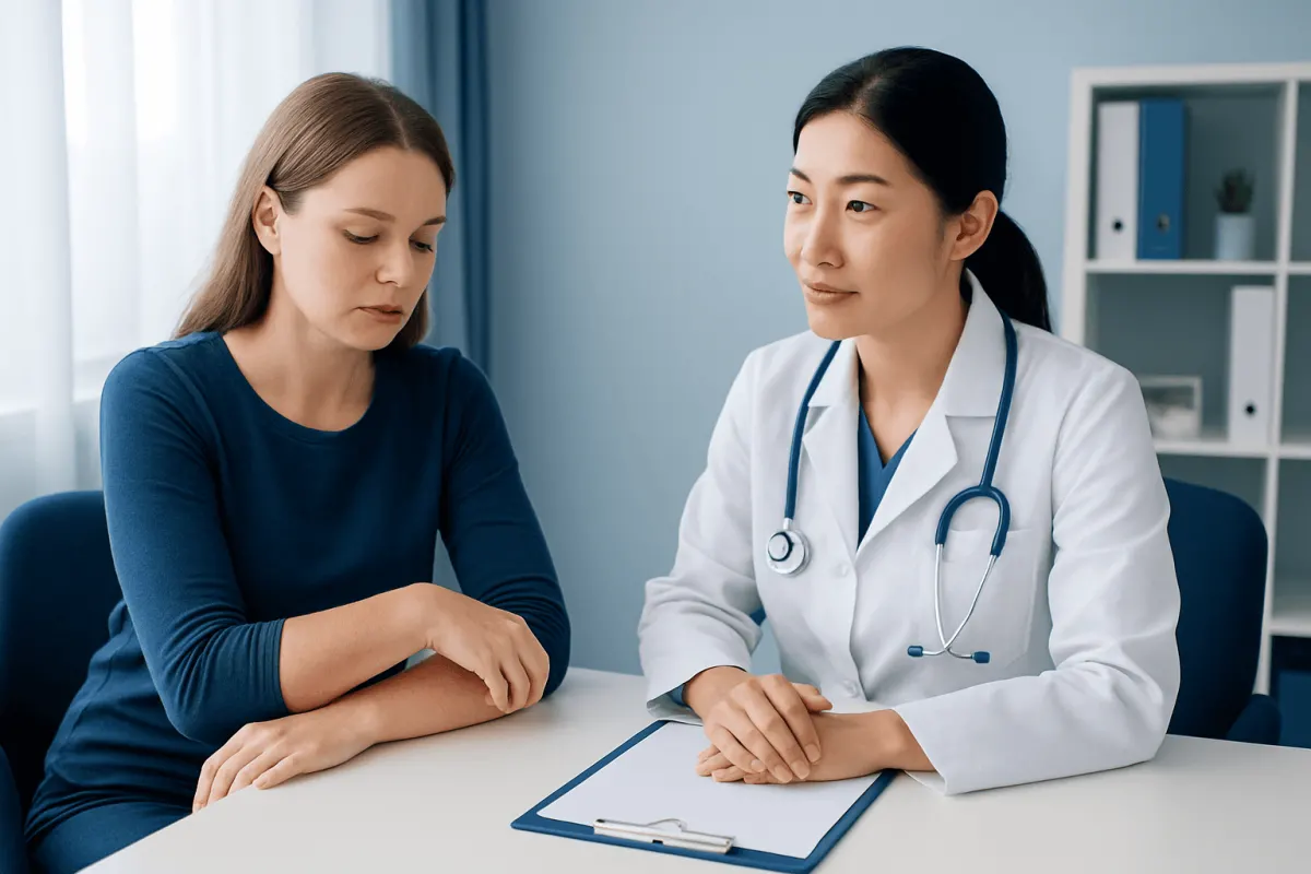 Doctor consulting a patient in a medical office at Acibadem Hospitals Group.