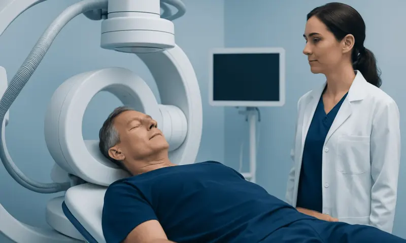 Patient undergoing spinal MRI scan at Acibadem Hospital.