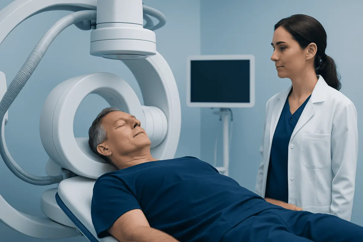 Patient undergoing spinal MRI scan at Acibadem Hospital.