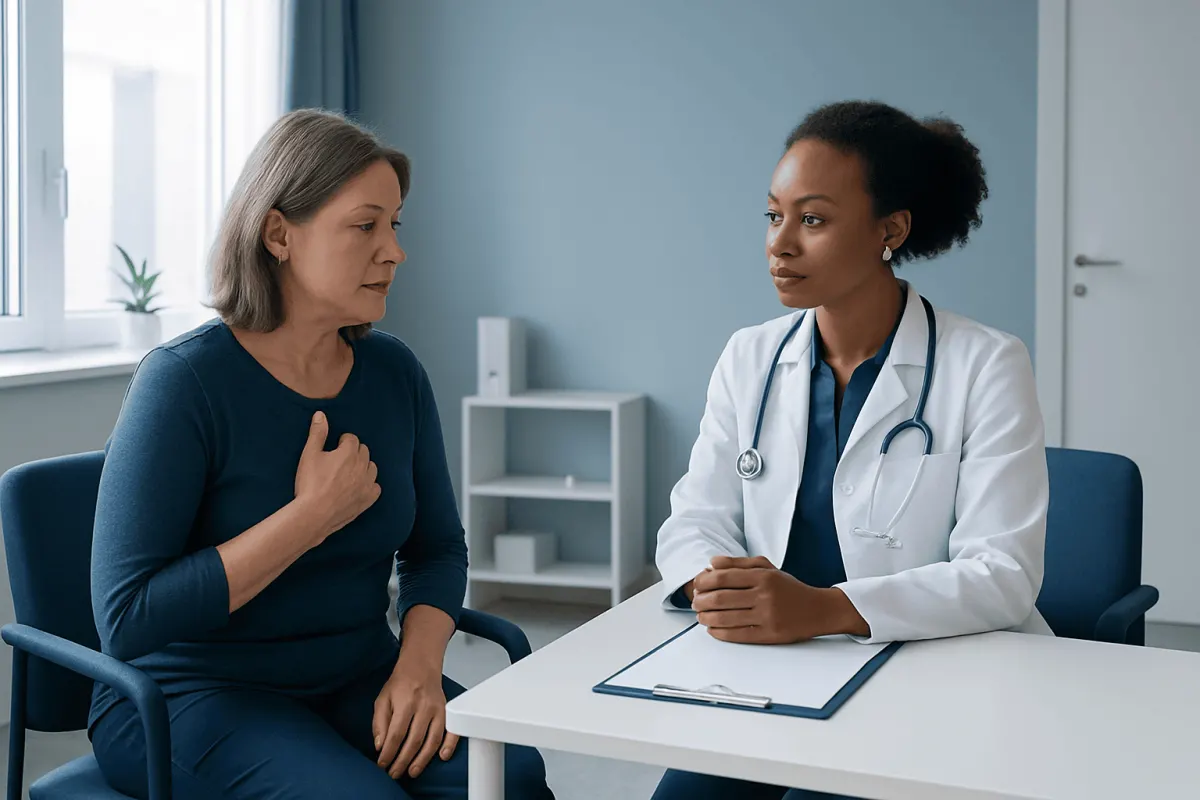 Doctor consulting with a patient in a medical office setting.