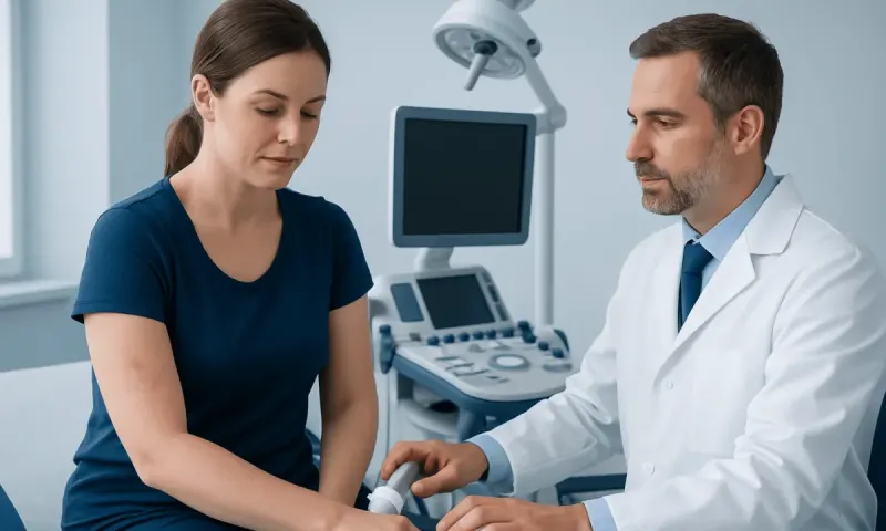 Doctor examining a patient in a medical clinic setting.