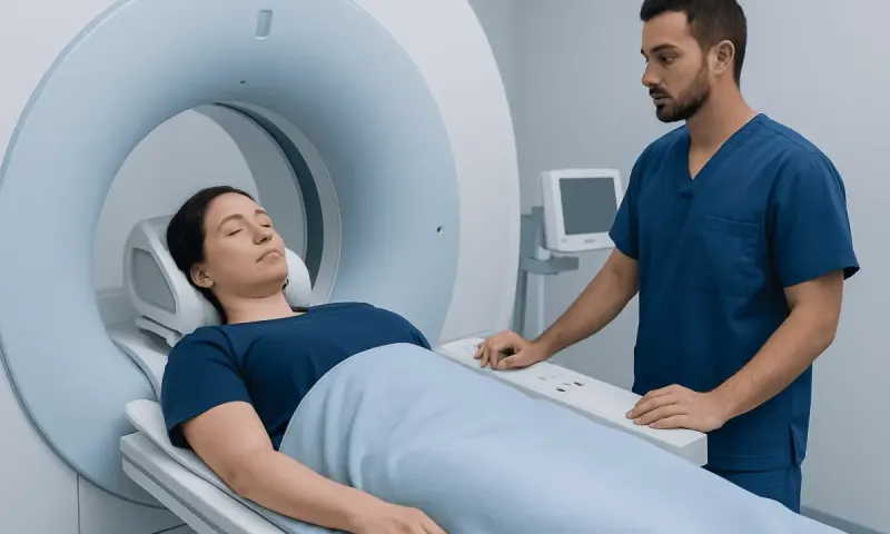 Patient undergoing MRI scan at Acibadem Hospital for brain tumor diagnosis.