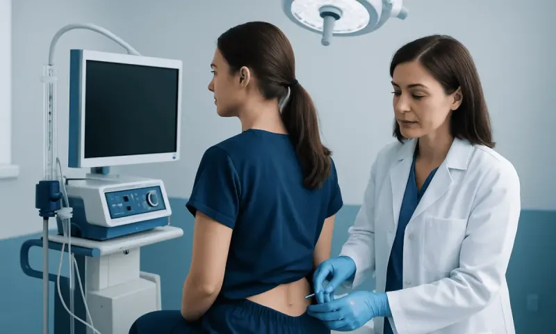 Doctor preparing for intracranial pressure examination at Acibadem Hospital.