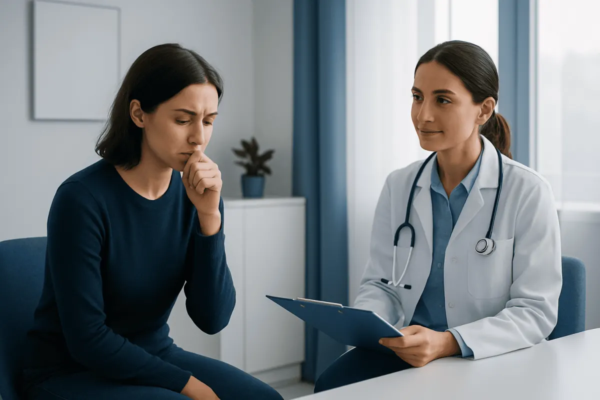 Doctor consulting with patient about herpes symptoms and dormancy.