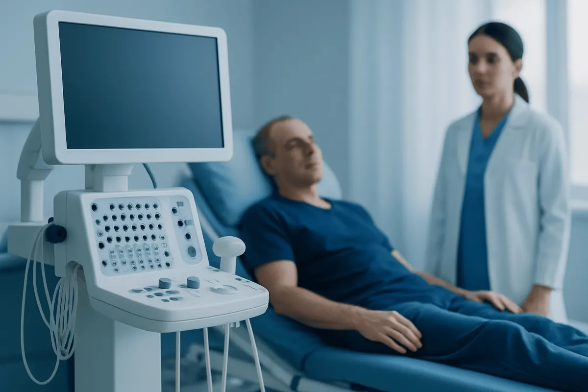 Patient undergoing neurological examination in hospital setting.