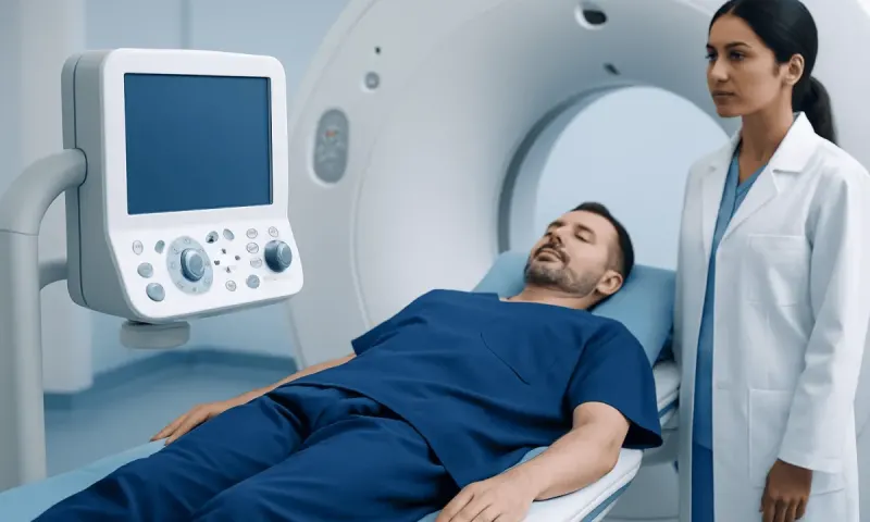 Patient undergoing MRI scan at Acibadem Hospital for diagnosis.