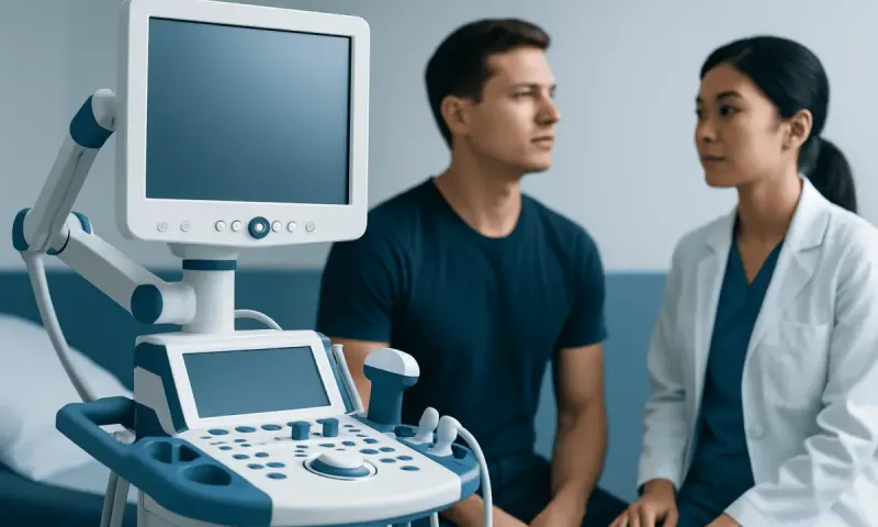 Medical consultation with ultrasound equipment at Acibadem Hospitals Group.