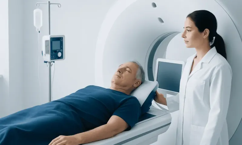 Patient undergoing MRI scan at Acibadem Hospital for health assessment.