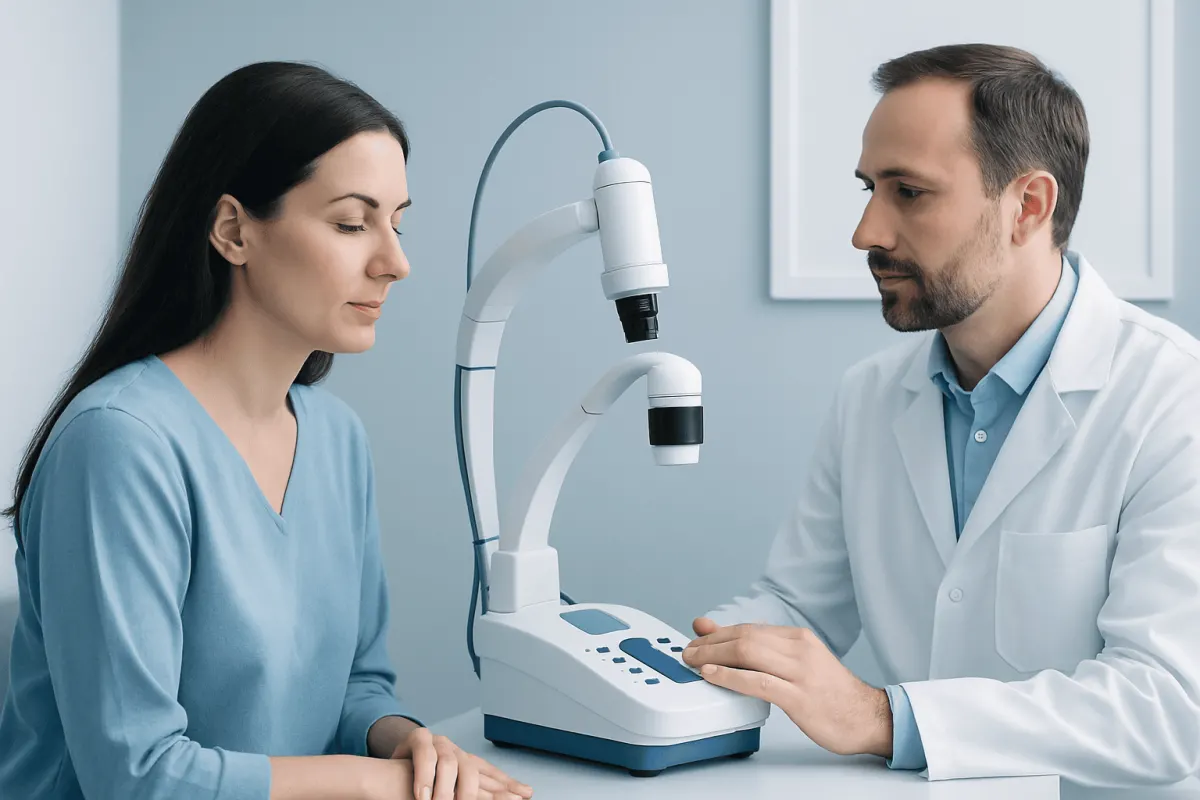 Medical consultation at Acibadem Hospital with a specialist and patient.