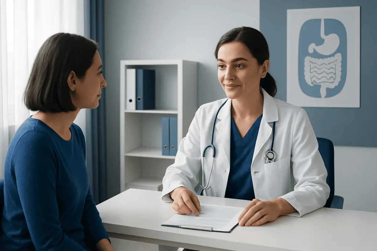 Doctor consulting with a patient in a medical office at Acibadem Hospitals Group.