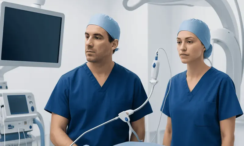 Medical professionals preparing for a MitraClip procedure in a hospital.