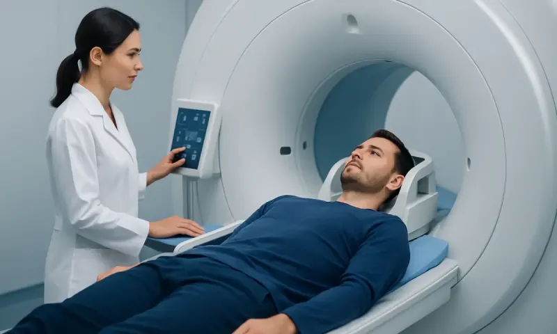 Patient undergoing MRI scan at Acibadem Hospital for spinal health assessment.