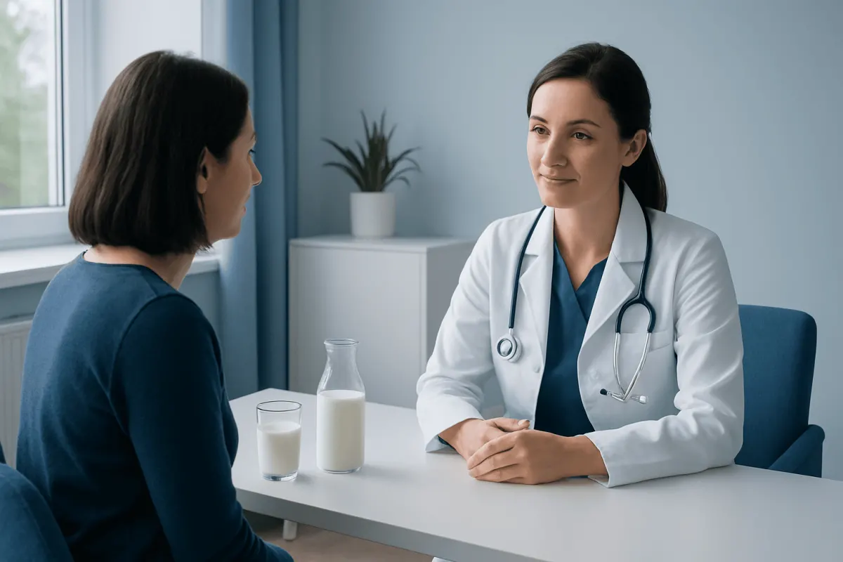Doctor consulting with a patient in a medical office setting.