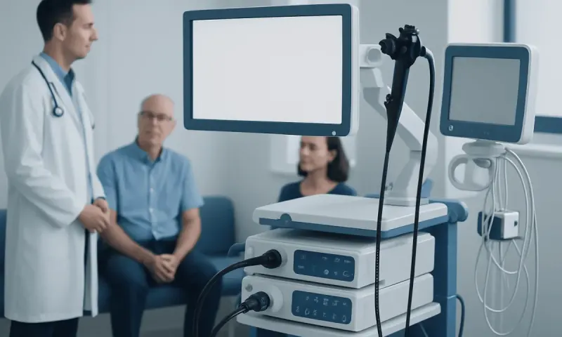 Medical consultation in a hospital with advanced diagnostic equipment.