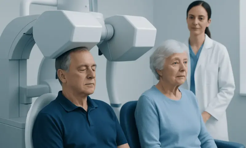 Medical staff conducting neurological tests on elderly patients at Acibadem Hospital.