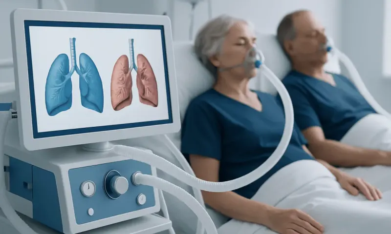 Lung health monitoring with patients using oxygen therapy at Acibadem Hospitals.
