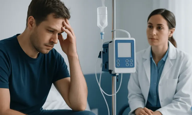 Patient distressed during medical consultation at Acibadem Hospital.