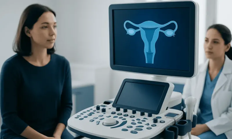 Ultrasound image of female reproductive system for hormone health assessment.