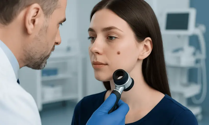 What facial moles look like and common symptoms — mole on face