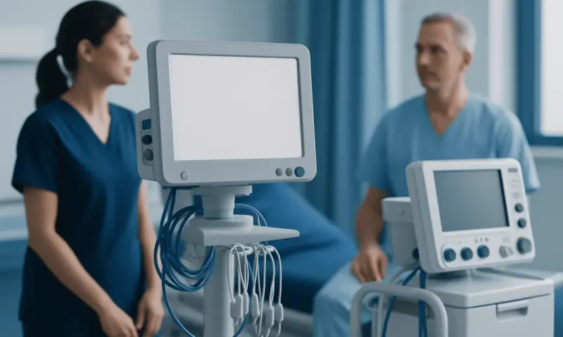 Medical professionals in a hospital room with monitoring equipment.