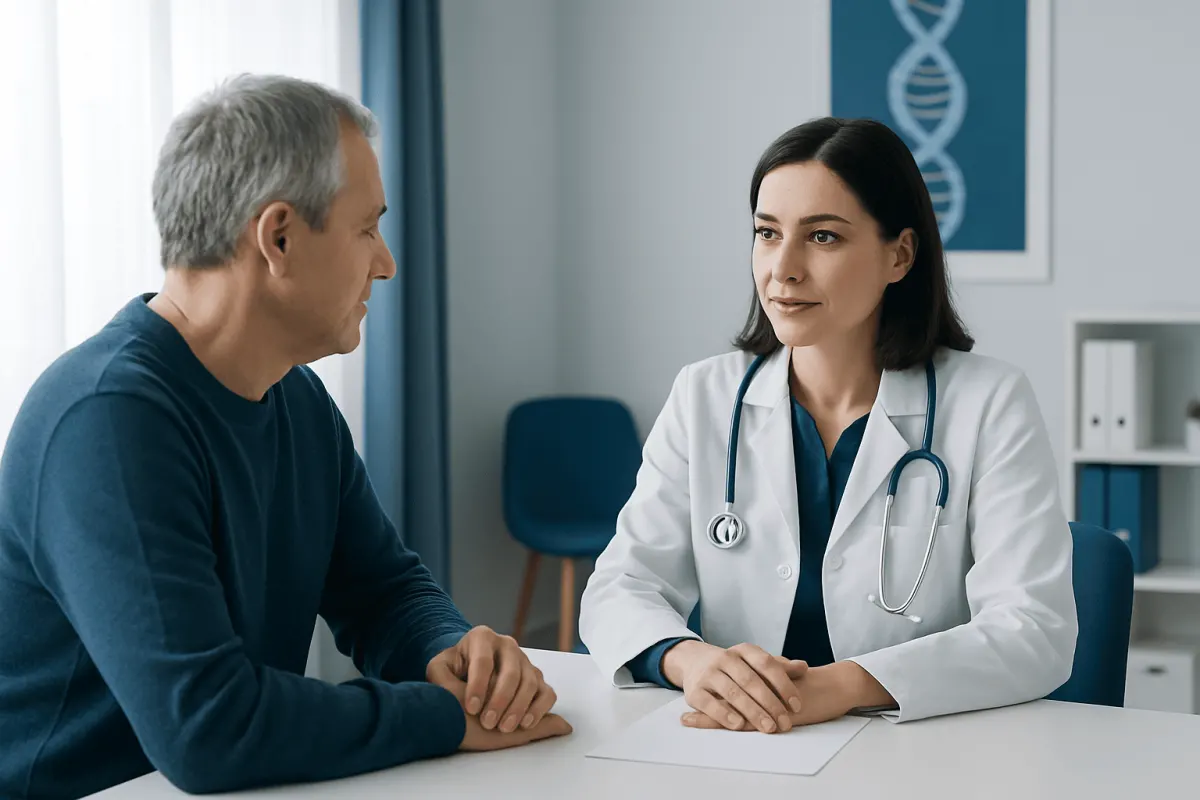 Doctor consulting with a patient in a medical office.