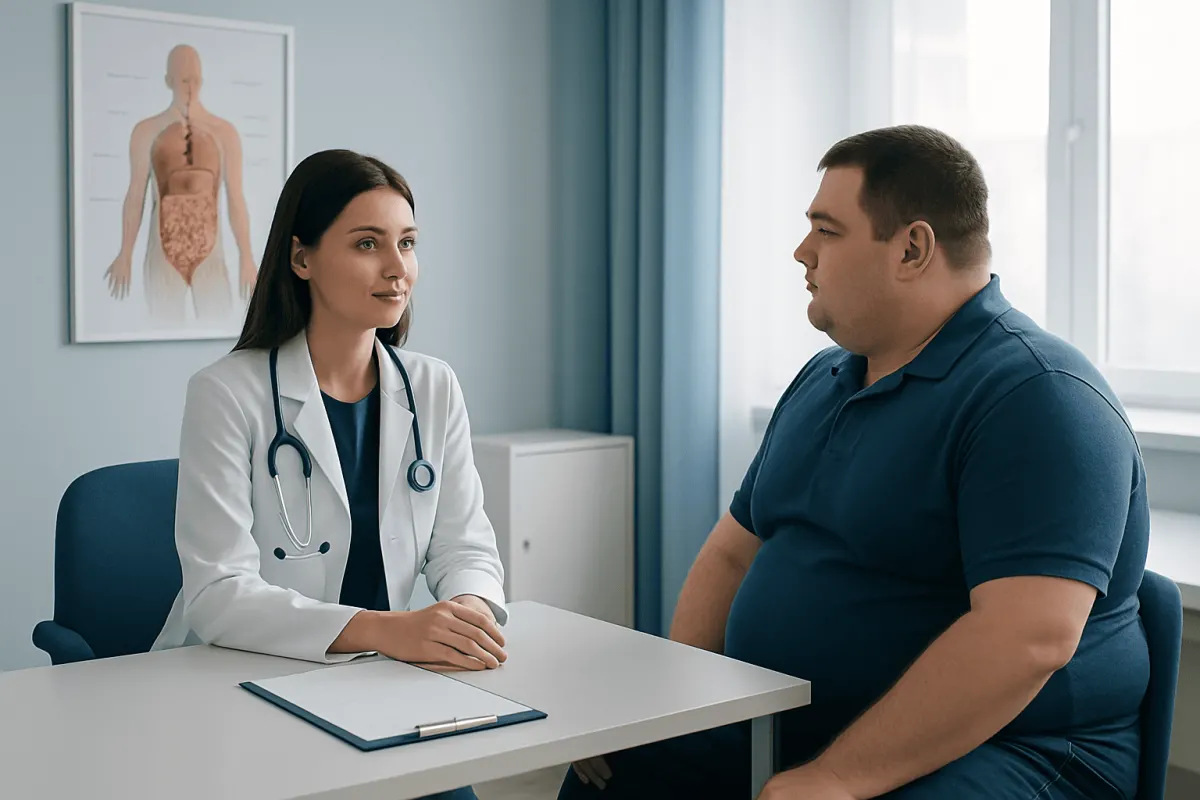 Doctor consulting with a patient in a medical office at Acibadem Hospitals Group.