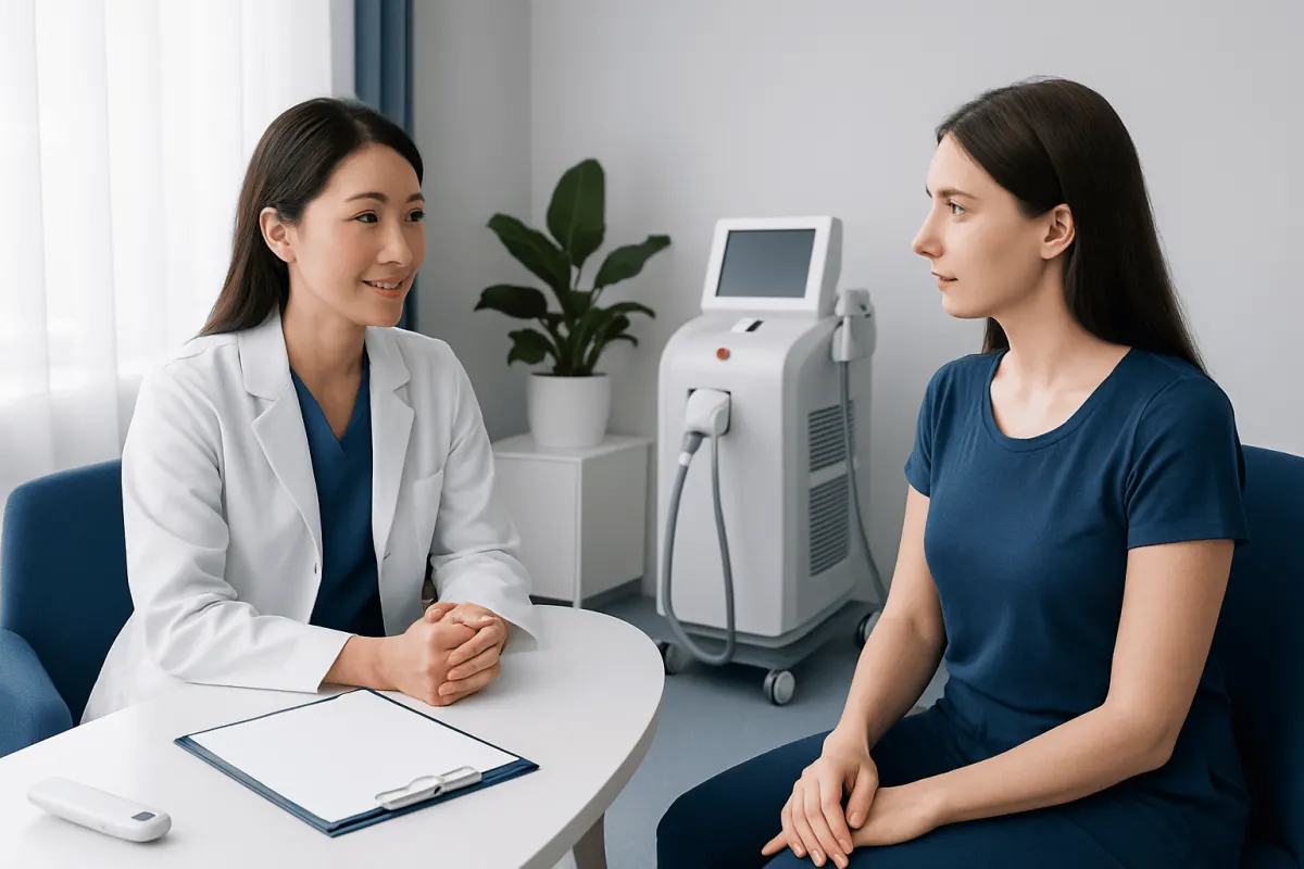 Medical consultation for laser hair removal at Acibadem Hospitals Group.