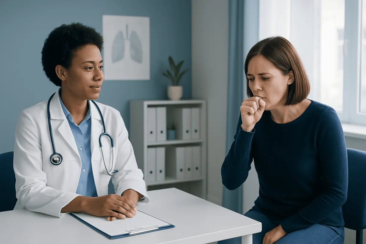 Doctor consulting with a patient about cough and cold symptoms.