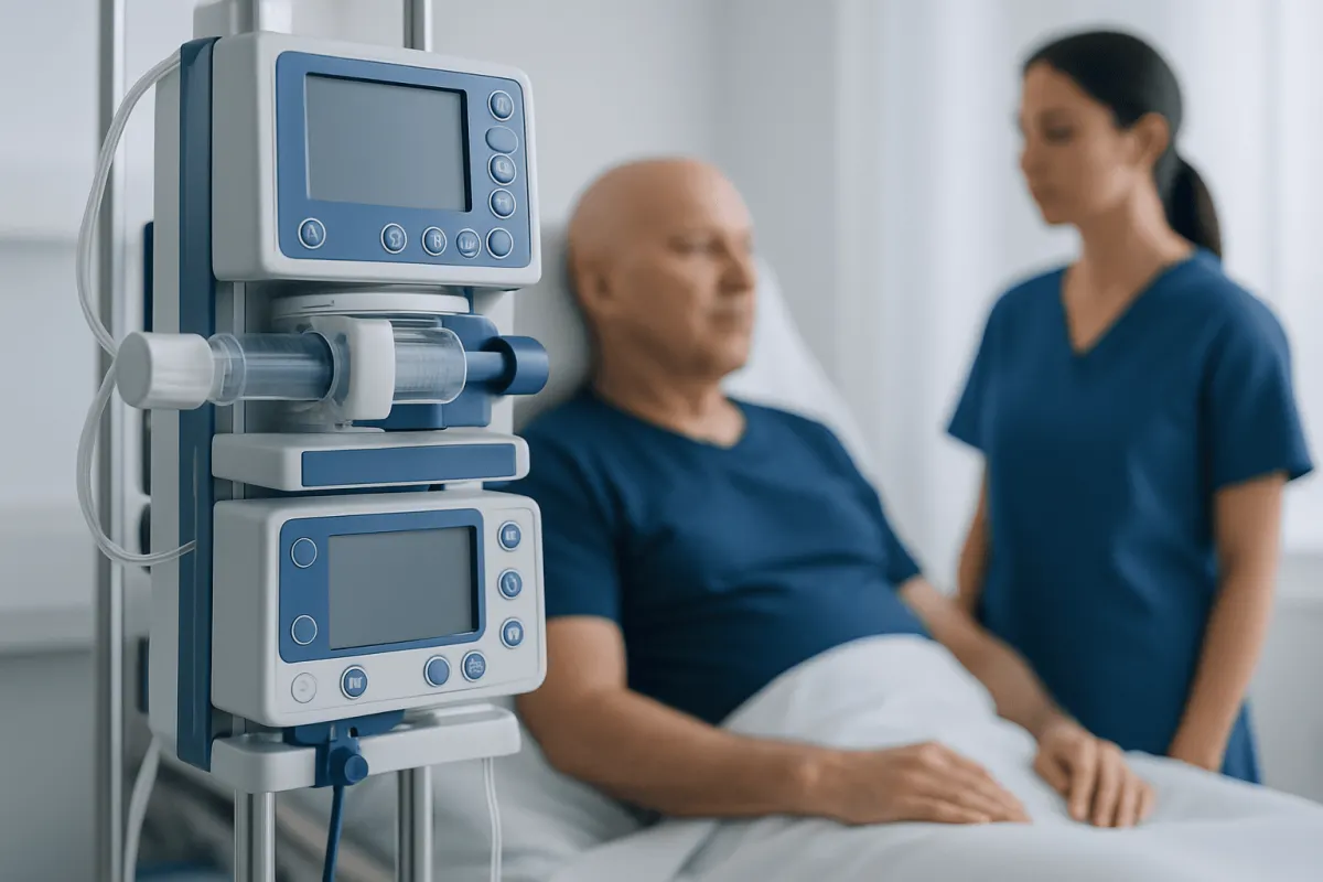 Hospital patient monitoring equipment in a clinical setting.