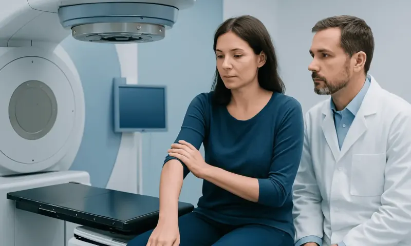 Patient undergoing medical examination for arm pain at Acibadem Hospital.