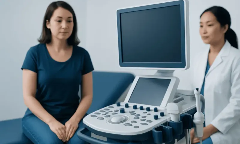 Woman undergoing an ultrasound examination at Acibadem Hospital.