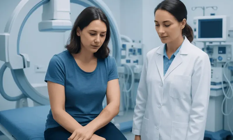 Medical consultation in a hospital with a patient and doctor.
