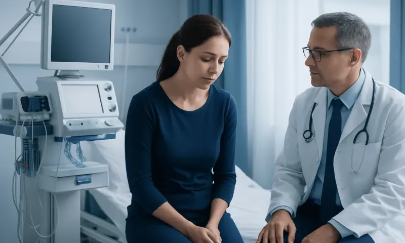 Doctor consulting with a patient in a hospital room.