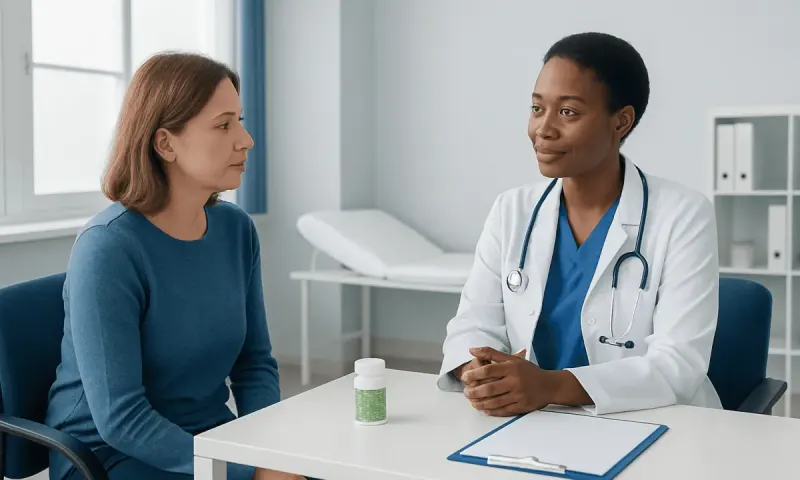 Doctor consulting with a patient in a medical office setting.