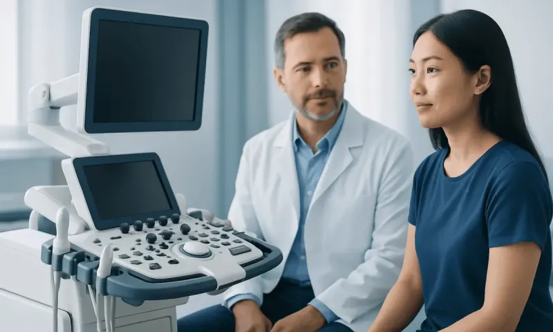 Medical consultation with ultrasound equipment at Acibadem Hospitals Group.